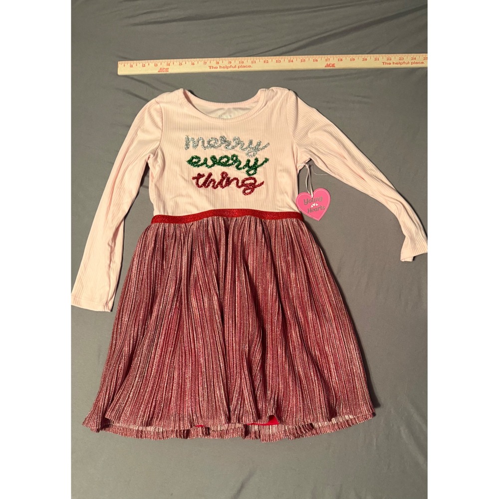 6X Young Hearts Girls Pink Merry Everything Glitter Metallic Dress